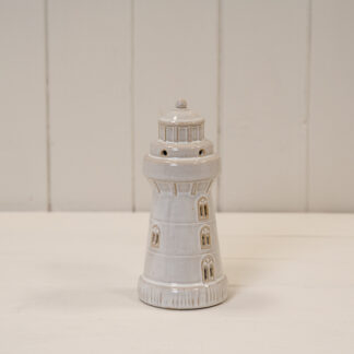 Glazed Ceramic Lighthouse Ornament with Textured Detail