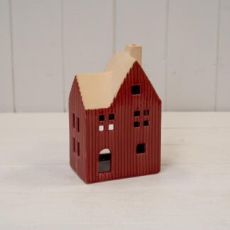 Large Red Ceramic House Tealight Holder