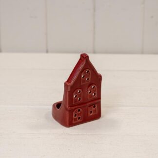 Red Ceramic Pointed House Tealight Holder