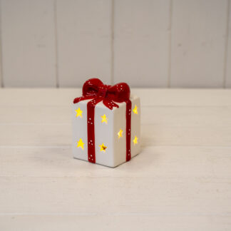 White/Red Ceramic Present with LED