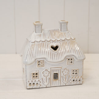 Natural Ceramic Thatch Roof House for Tealight
