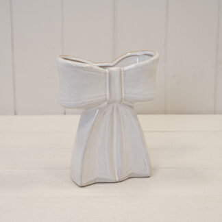 White Ceramic Bow Vase Small