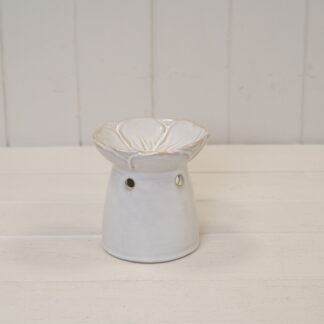 Natural Ceramic Oil Burner with Flower Design