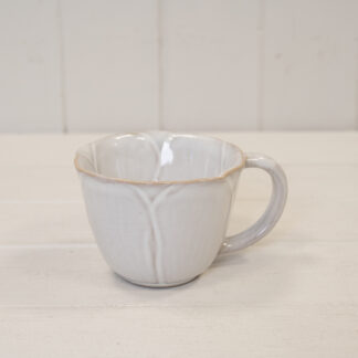 Natural Ceramic Cup with Flower Detail