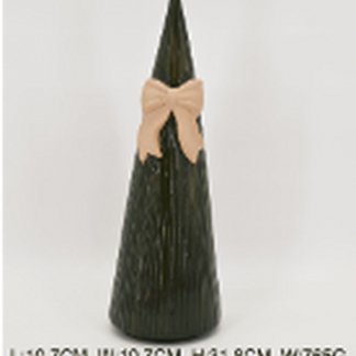 Large Forest Green Striped Tree with Bow Detail