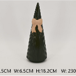 Small Forest Green Striped Tree with Bow Detail