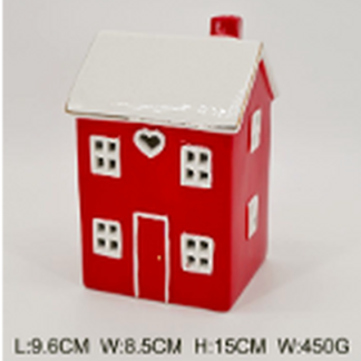 Tall Red Ceramic LED Ceramic Heart House