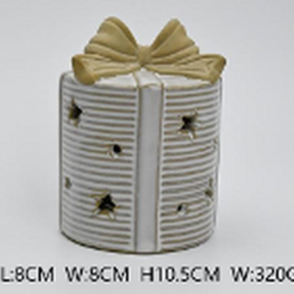 Medium Ceramic LED Present with Bow Topper