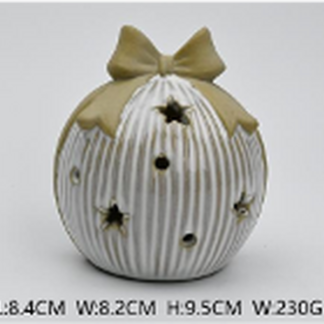 Medium LED Ceramic Bauble with Bow Topper