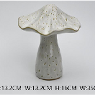 Stoneglazed Speckled Ceramic Mushroom Ornament
