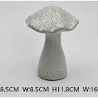 Stoneglazed Speckled Ceramic Mushroom Ornament