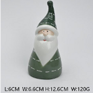 Nordic Green Stripey Santa Ornament