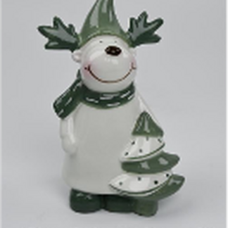 Nordic Green Reindeer with Christmas Tree