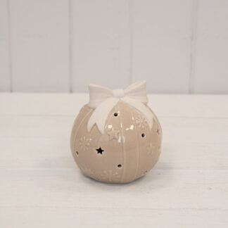Beige LED Bauble with Bow