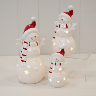 Large White Christmas LED Snowman in a Scarf