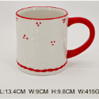 Snowflake Red Detailed Mug