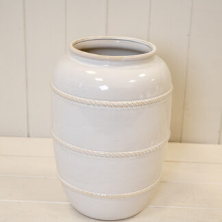 Natural Rustic Ceramic Vase with Rope Detail Large