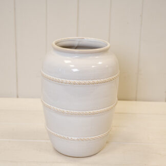 Natural Rustic Ceramic Vase with Rope Detail Small