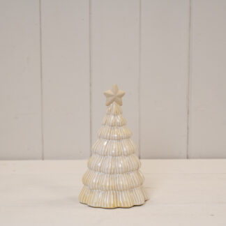 Medium Stone Glazed Ribbed Christmas Tree with Star Topper