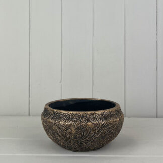 Gold Planting Bowl with Leaf Design