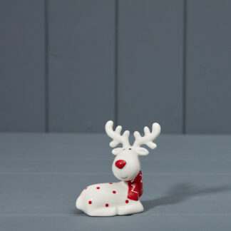 Red and White Ceramic Deer