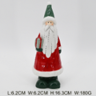 Ceramic Red Santa Holding a Present Large