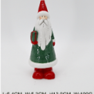 Ceramic Green Santa Holding a Present Large