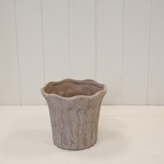 Brown Fluted Stoneware Pot