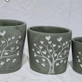 Grey Cement Love Tree Pot TD17cm
