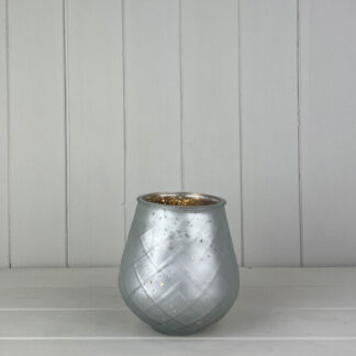 Large Frosted Silver Glass Tealight Holder
