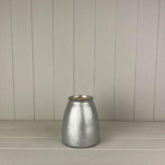 Small Frosted Silver Glass Tealight Holder