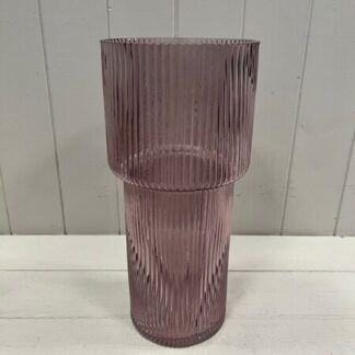 Amethyst Tall Glass Ribbed Vase