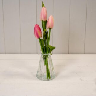 Clear Ribbed Glass Bottle