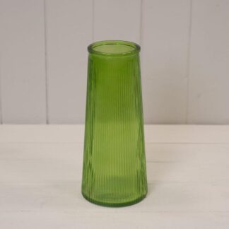Emerald Green Tall Ribbed Vase