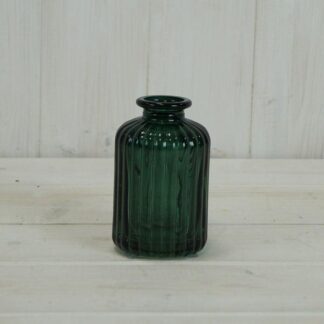 Green Ribbed Glass Bottle