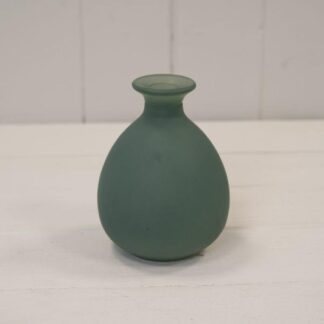 Matt Green Glass Bud Vase D9.2 x H12cm Weight-240g CL