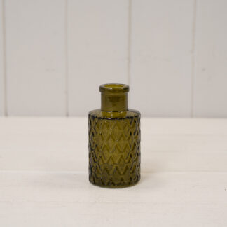 Olive Green Mini Geometric Glass Bottle