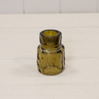 Small Olive Green Textured Candle Holder