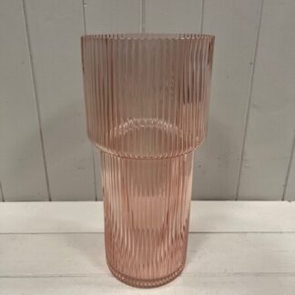 Rose Tall Glass Ribbed Vase
