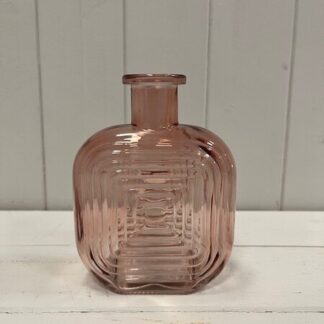 Rose Square Glass Bottle with Ribbed Design