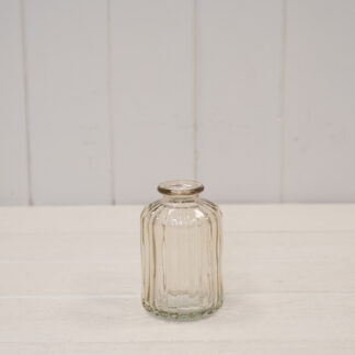 Smokey Brown Ribbed Glass Bottle