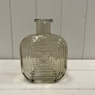 Smokey Brown Square Glass Bottle with Ribbed Design