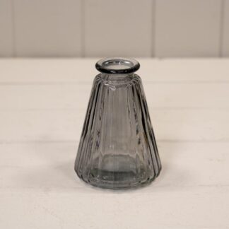 Smoky Grey Ribbed Glass Bottle