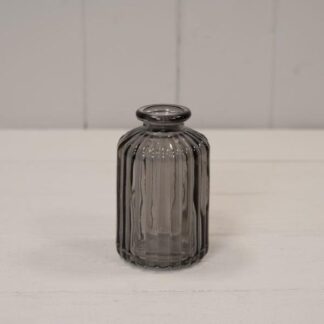 Smoky Grey Ribbed Glass Bottle