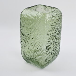 Vintage Green Dimpled Square Vase
