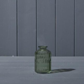 Vintage Green Ribbed Glass Bottle