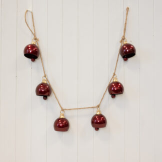Glossy Deep Red Metal 6 Bell Garland