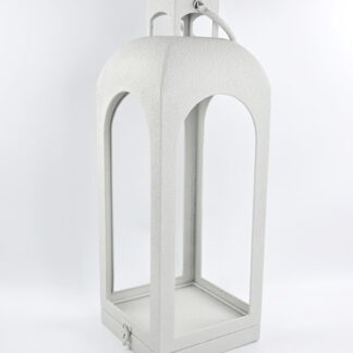 Off White Metal Open Faced Lantern Medium