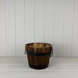 Wooden Barrel with 2 Metal Bands and handles
