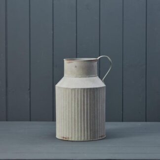 Vintage White Ribbed Zinc Jug Base